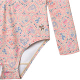 Wheat Pink Heart Flowers Baddräkt L/S Margot