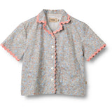 Wheat Air Blue Flowers Skjorta S/S Lace Vilma