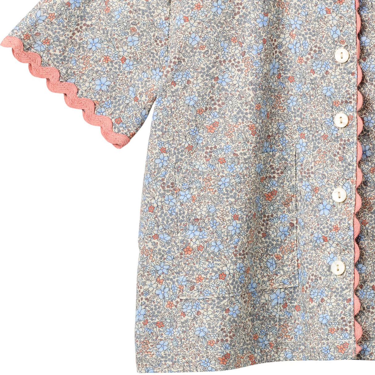 Wheat Air Blue Flowers Skjorta S/S Lace Vilma