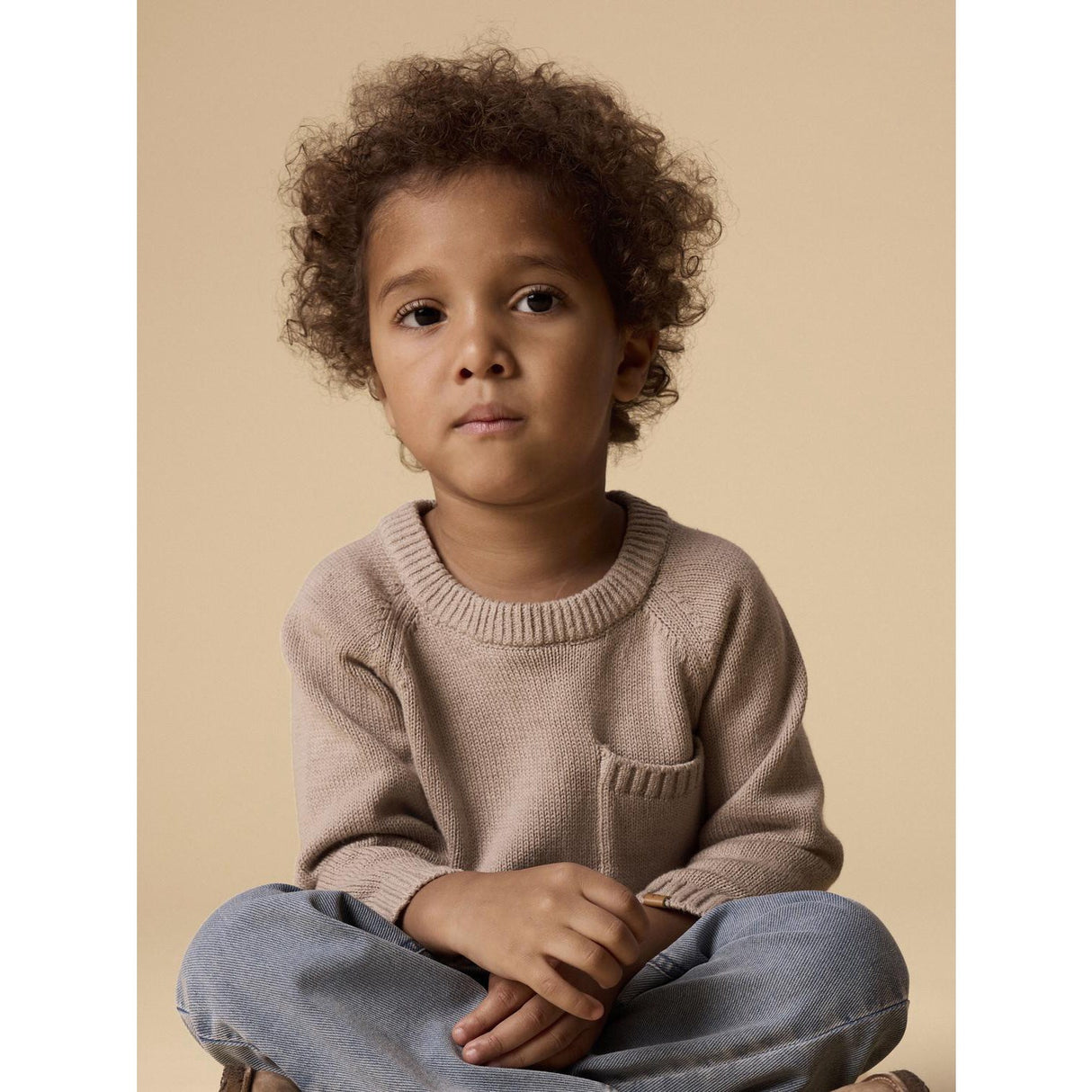 Lil'Atelier Oxford Tan Nmmfogon Ls Stickad Lil