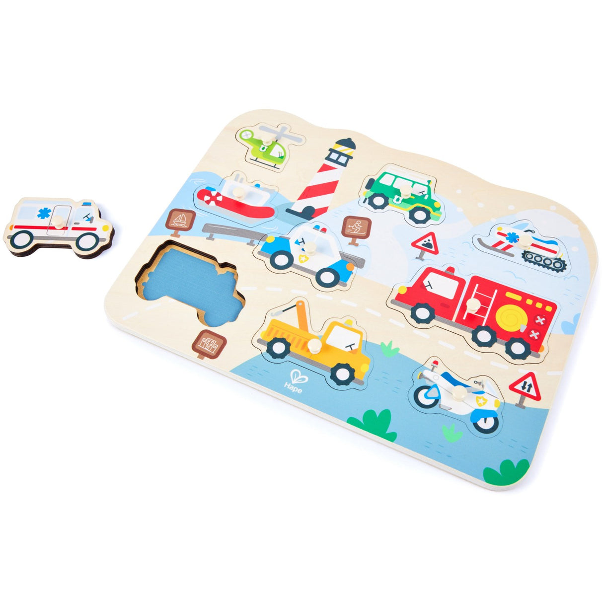 Hape Udrykningskøretøjer Knoppuslespil