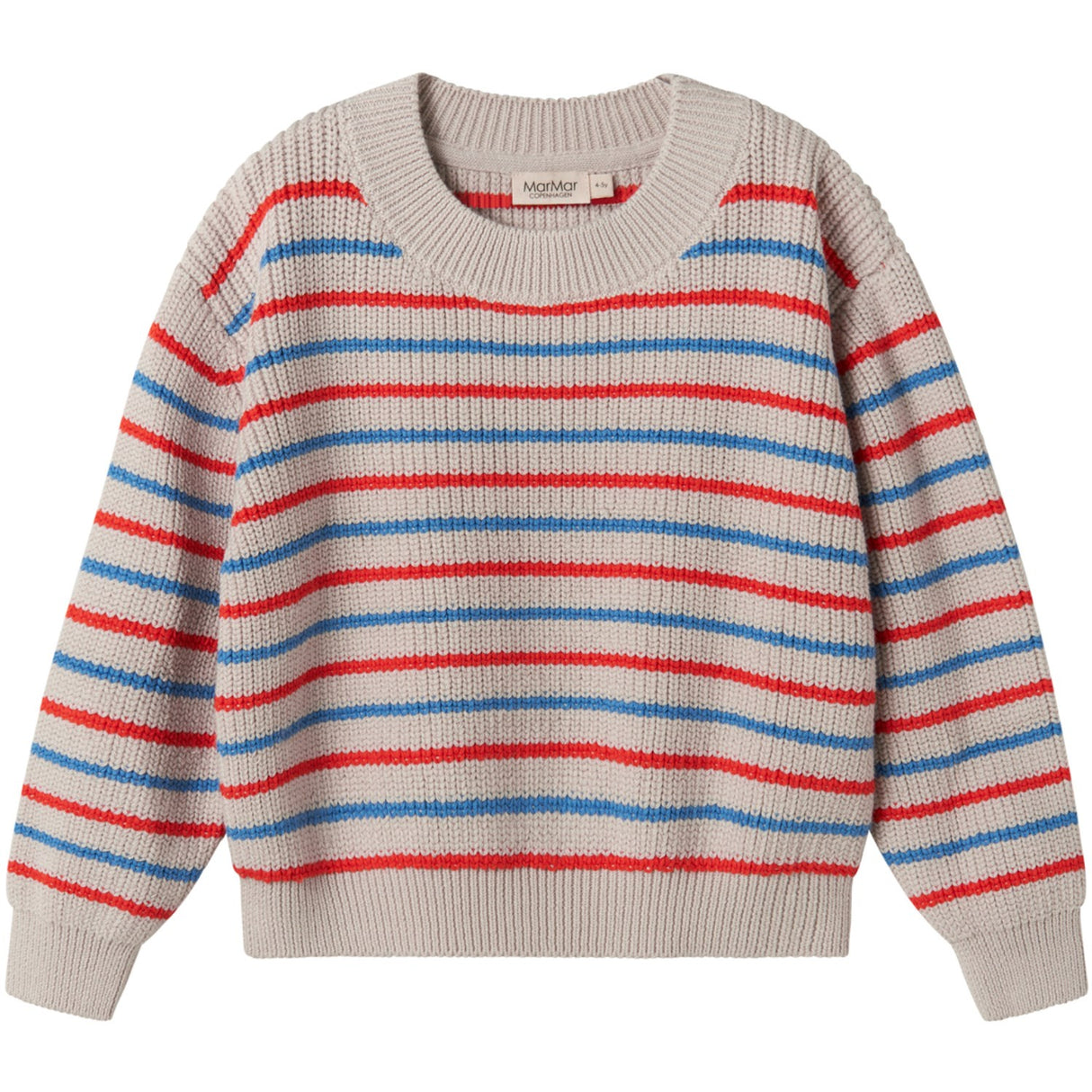 MarMar Cotton Knit EA Stripe Tomato Mix Stripe Teno Stickad Blus