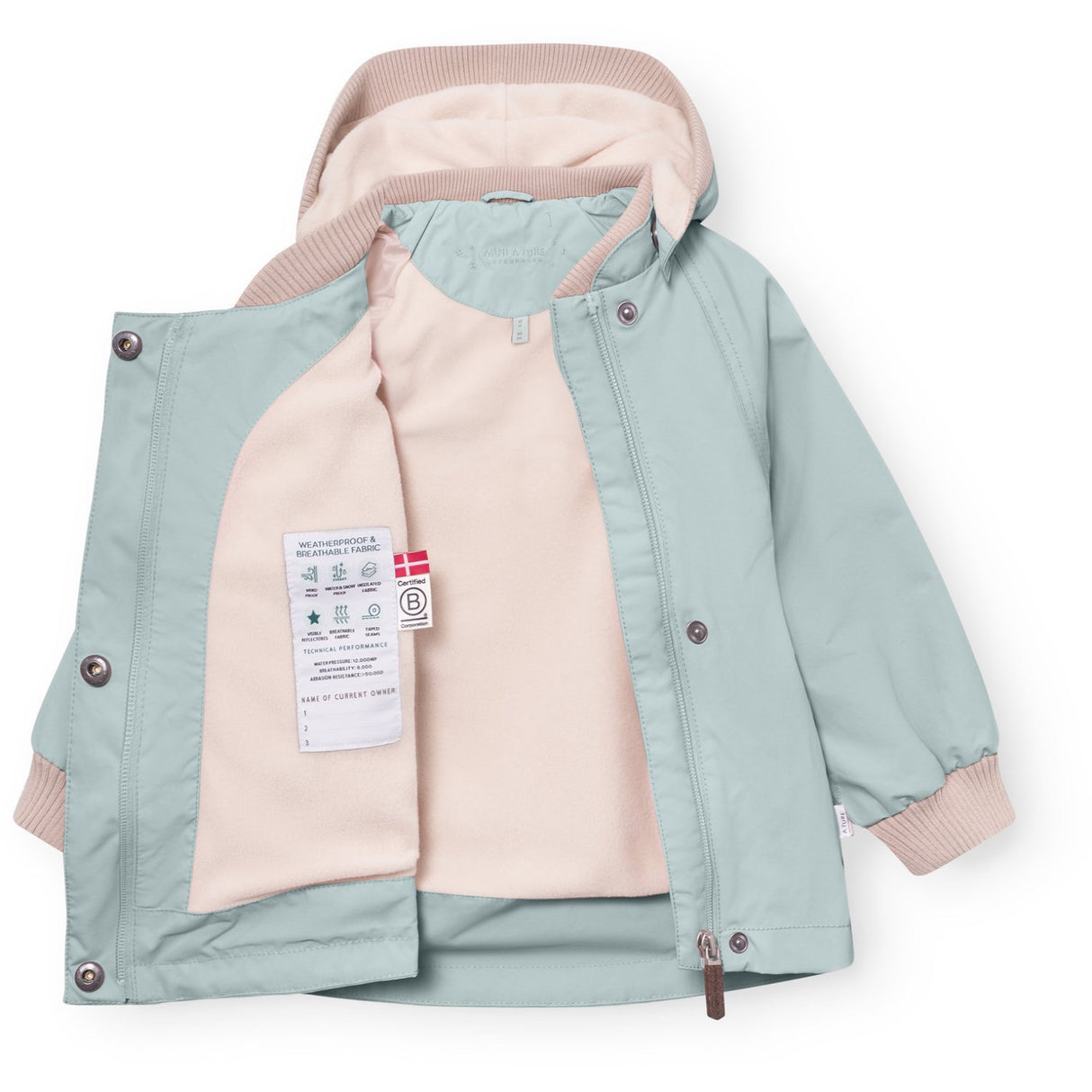 Mini A ture Cloud Blue Matwai Fleece Lined Jacket. Grs