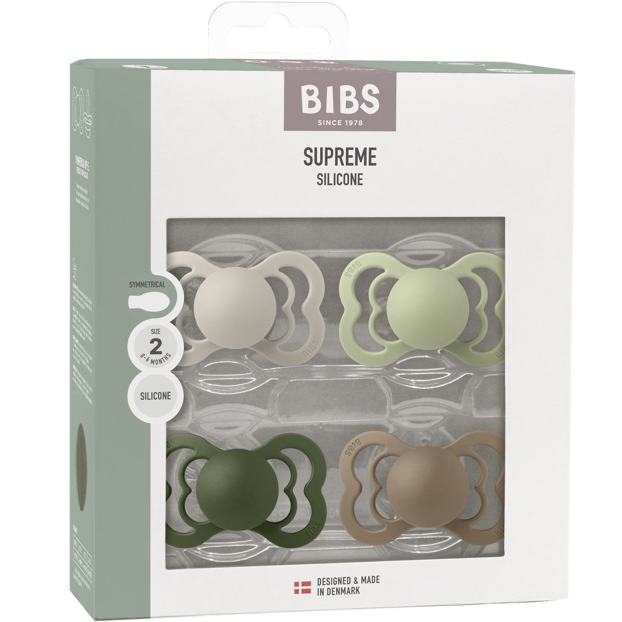 Bibs Sand/Sage/Hunter Green/Dark Oak Napp Supreme 4-Pack Silikon
