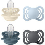 Bibs Ivory/Baby Blue/Petrol/Iron Napp Supreme 4-Pack Silikon