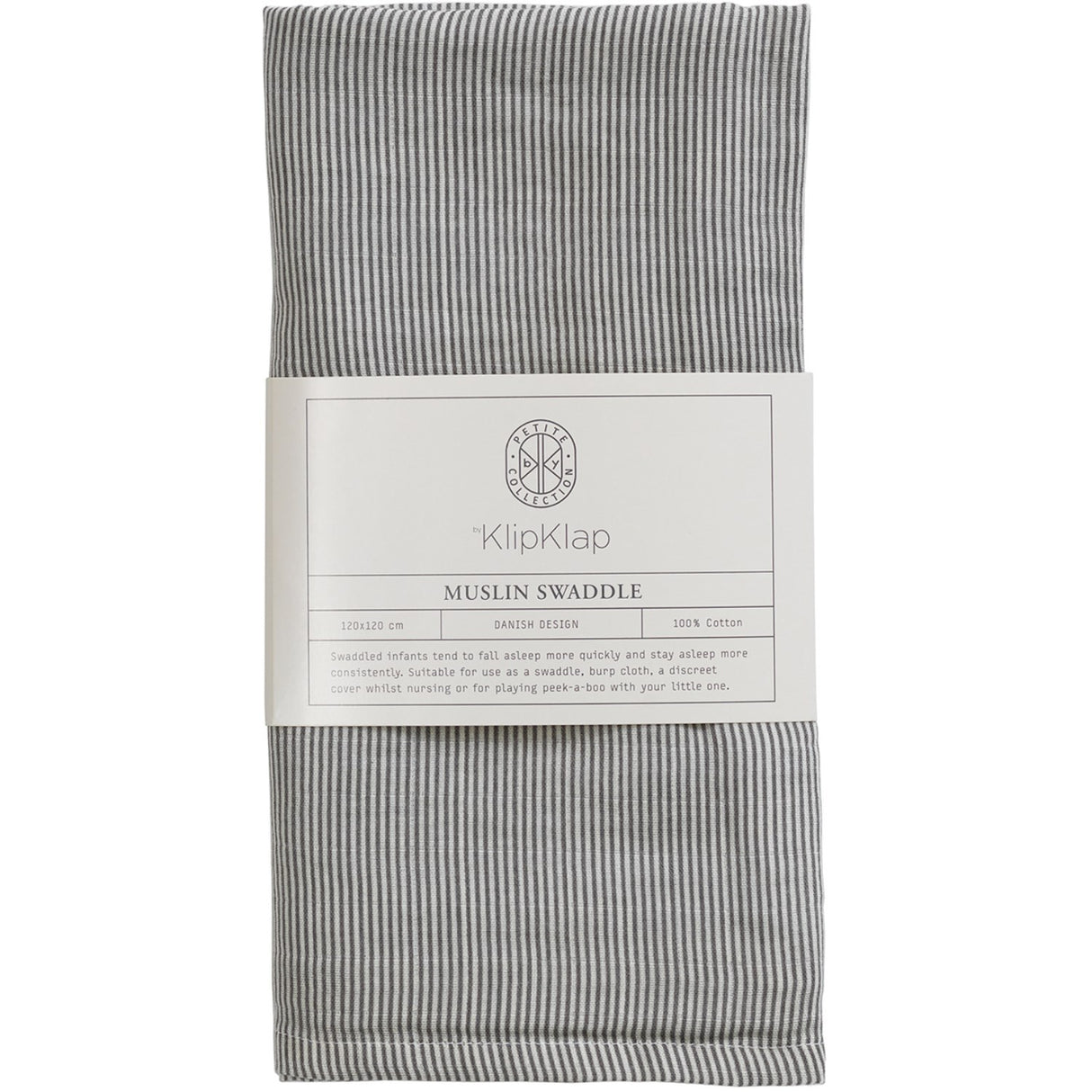 by KlipKlap Steel Grey Emil Stripe Muslinfilt