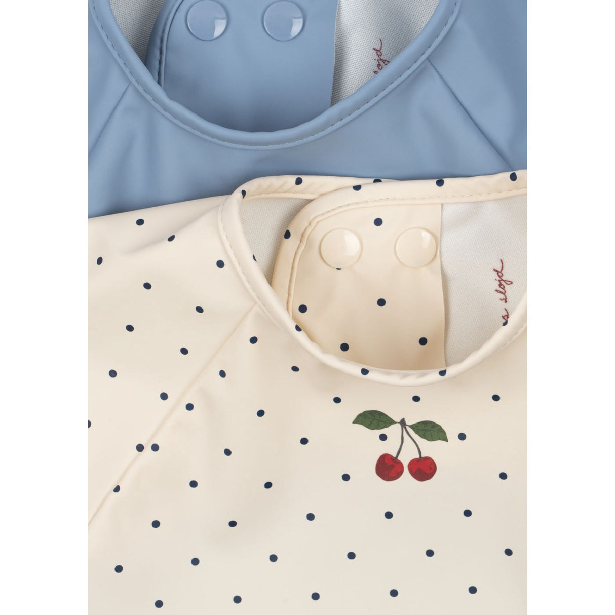 Konges Sløjd Navy Dot/Rain Washed 2 Pack Dinner Haklapp Med Ärmar