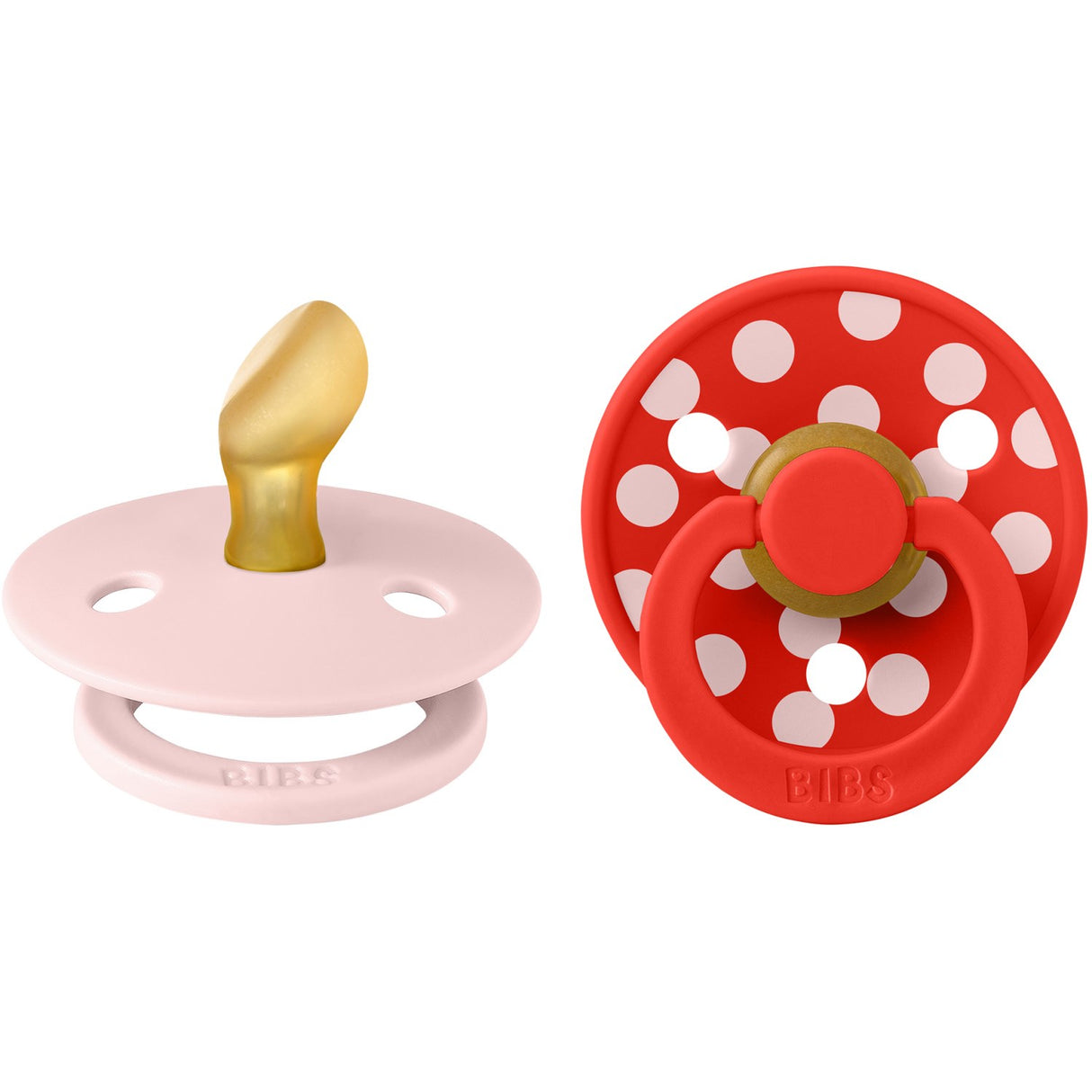 Bibs Blossom/Candy Apple Napp Studio Colour 2-Pack Polka Anatomical Latex