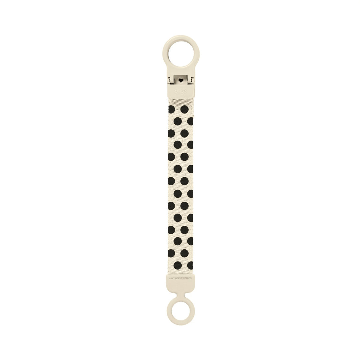 Bibs Ivory Black Studio Napp Clip Loop Polka Ivory Black