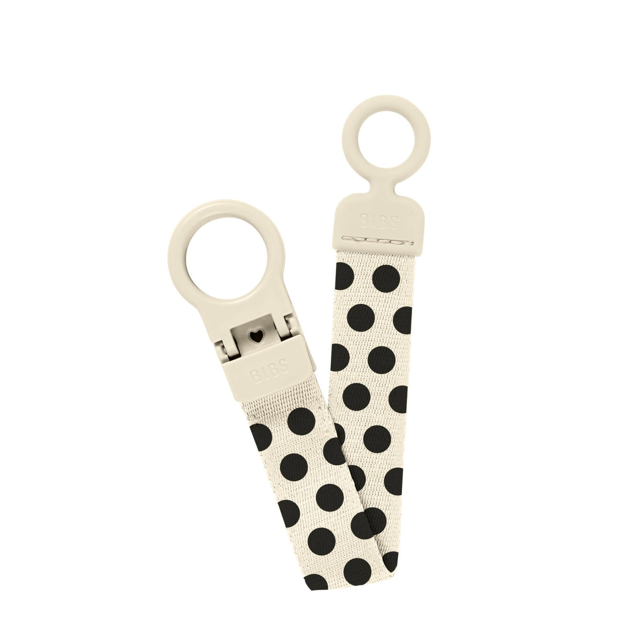Bibs Ivory Black Studio Napp Clip Loop Polka Ivory Black