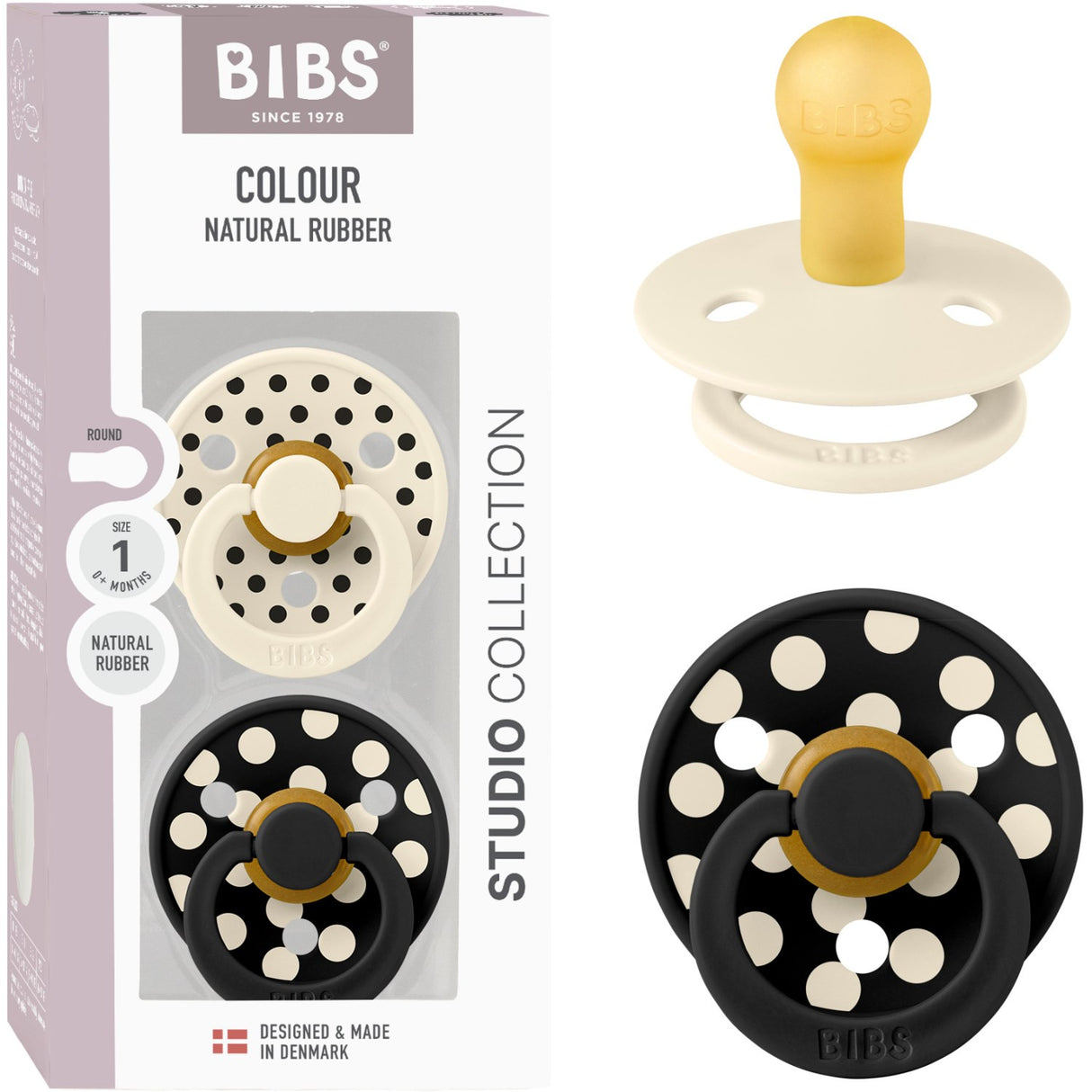 Bibs Ivory/Black Napp Studio Colour 2-Pack Polka Latex