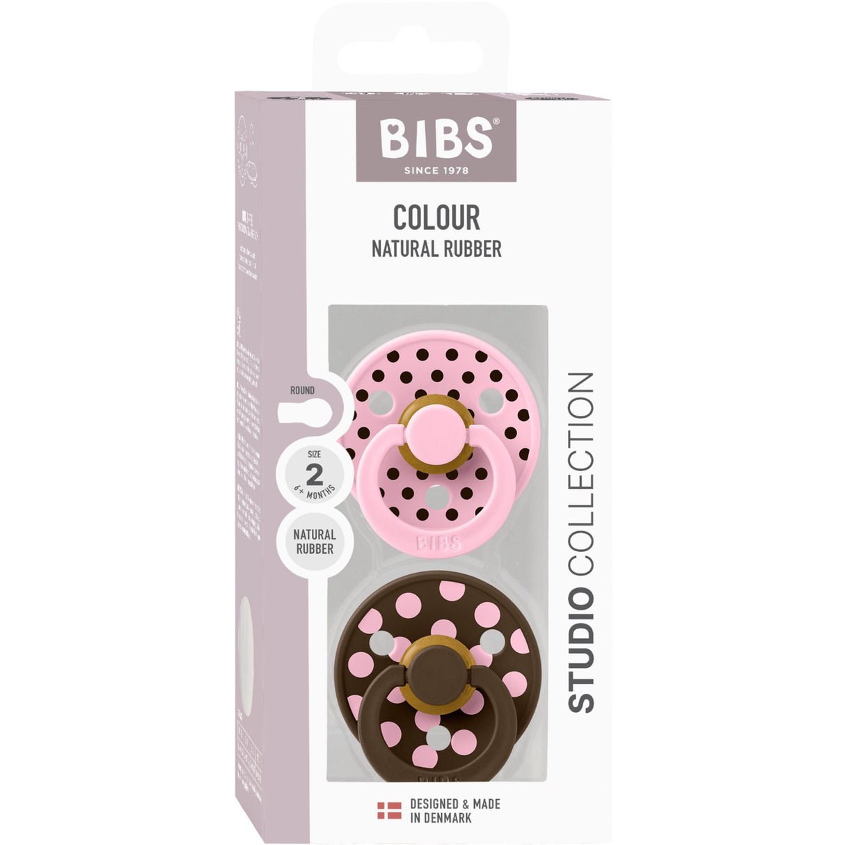 Bibs Baby Pink/Mocha Napp Studio Colour 2-Pack Polka Latex