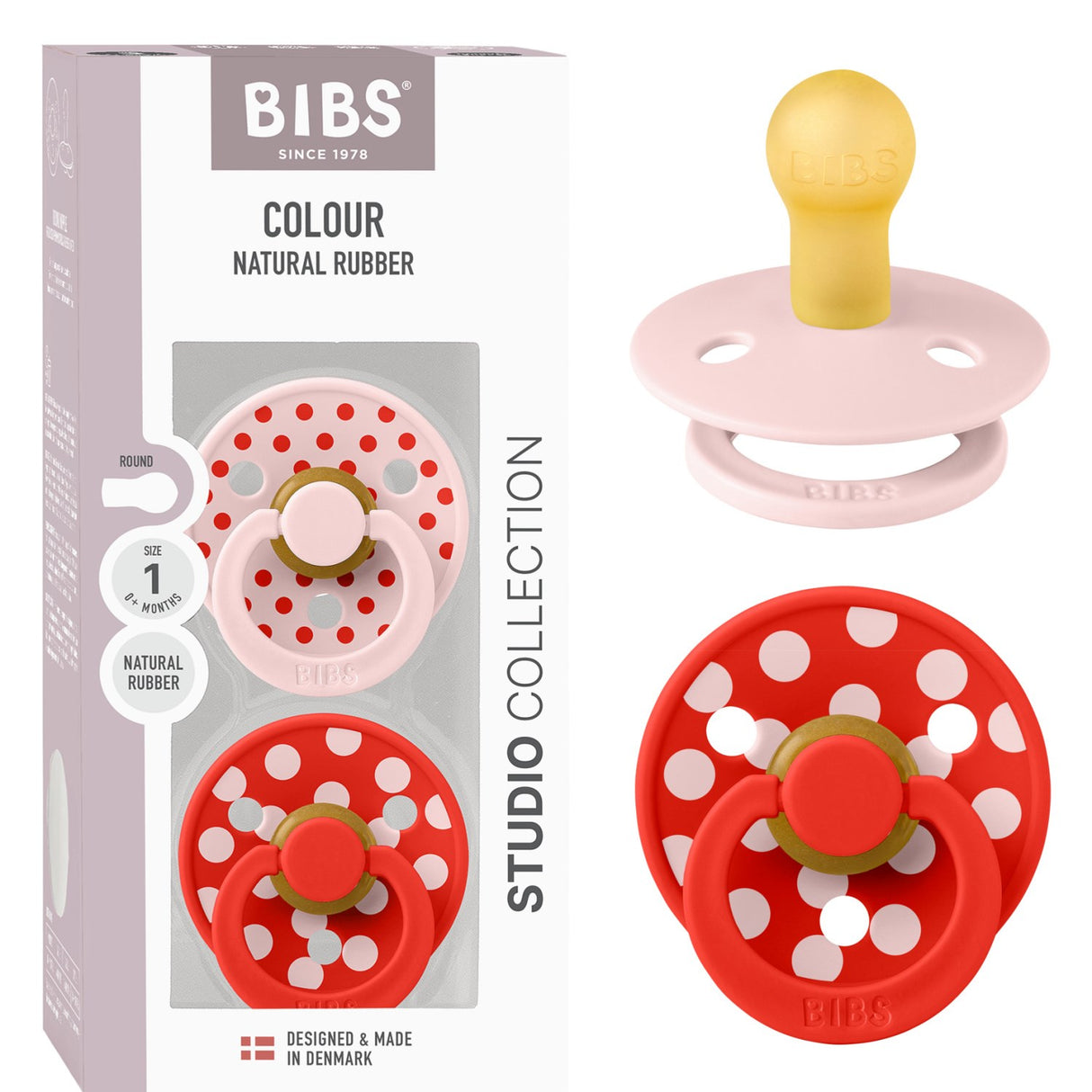 Bibs Blossom/Candy Apple Napp Studio Colour 2-Pack Polka Latex