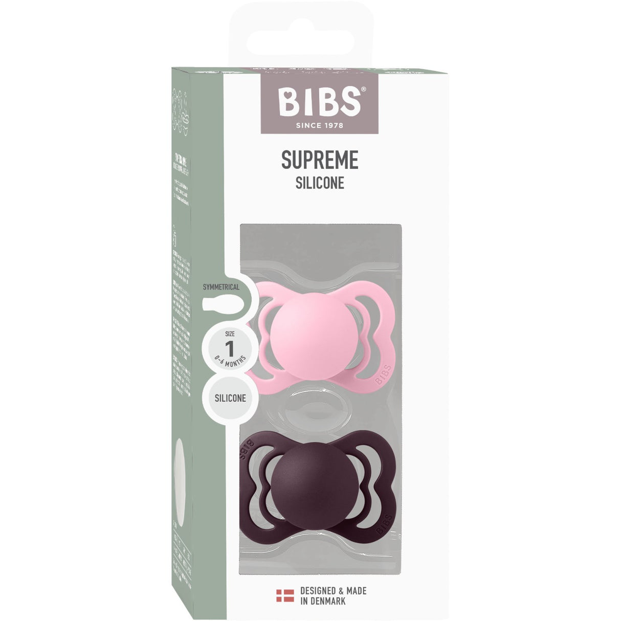 Bibs Baby Pink/Plum Napp Supreme 2-Pack Silikon