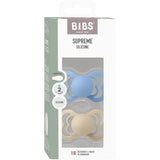 Bibs Vanilla/Sky Blue Napp Supreme 2-Pack Silikon