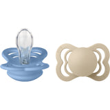 Bibs Vanilla/Sky Blue Napp Supreme 2-Pack Silikon