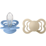 Bibs Vanilla/Sky Blue Napp Supreme 2-Pack Silikon