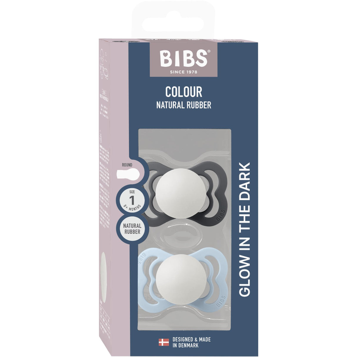 Bibs Iron Glow/Baby Blue Glow Napp Supreme 2-Pack Silikon