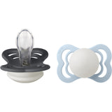Bibs Iron Glow/Baby Blue Glow Napp Supreme 2-Pack Silikon