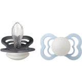 Bibs Iron Glow/Baby Blue Glow Napp Supreme 2-Pack Silikon