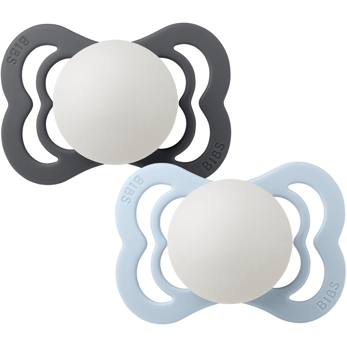 Bibs Iron Glow/Baby Blue Glow Napp Supreme 2-Pack Silikon