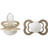Bibs Vanilla Glow/Dark Oak Glow Napp Supreme 2-Pack Silikon