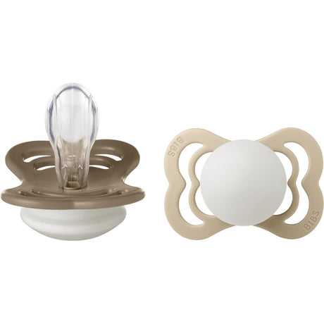 Bibs Vanilla Glow/Dark Oak Glow Napp Supreme 2-Pack Silikon