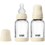 Bibs Ivory Glass Baby Flaska Round Silikon 2-Pack 120 Ml Slow Flow