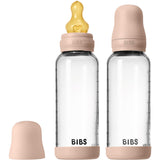 Bibs Blush Glass Baby Flaska Round Latex 2-Pack 240 Ml Medium Flow
