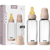 Bibs Blush Glass Baby Flaska Round Latex 2-Pack 240 Ml Medium Flow