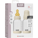 Bibs Ivory Glass Baby Flaska Round Latex 2-Pack 120 Ml Slow Flow