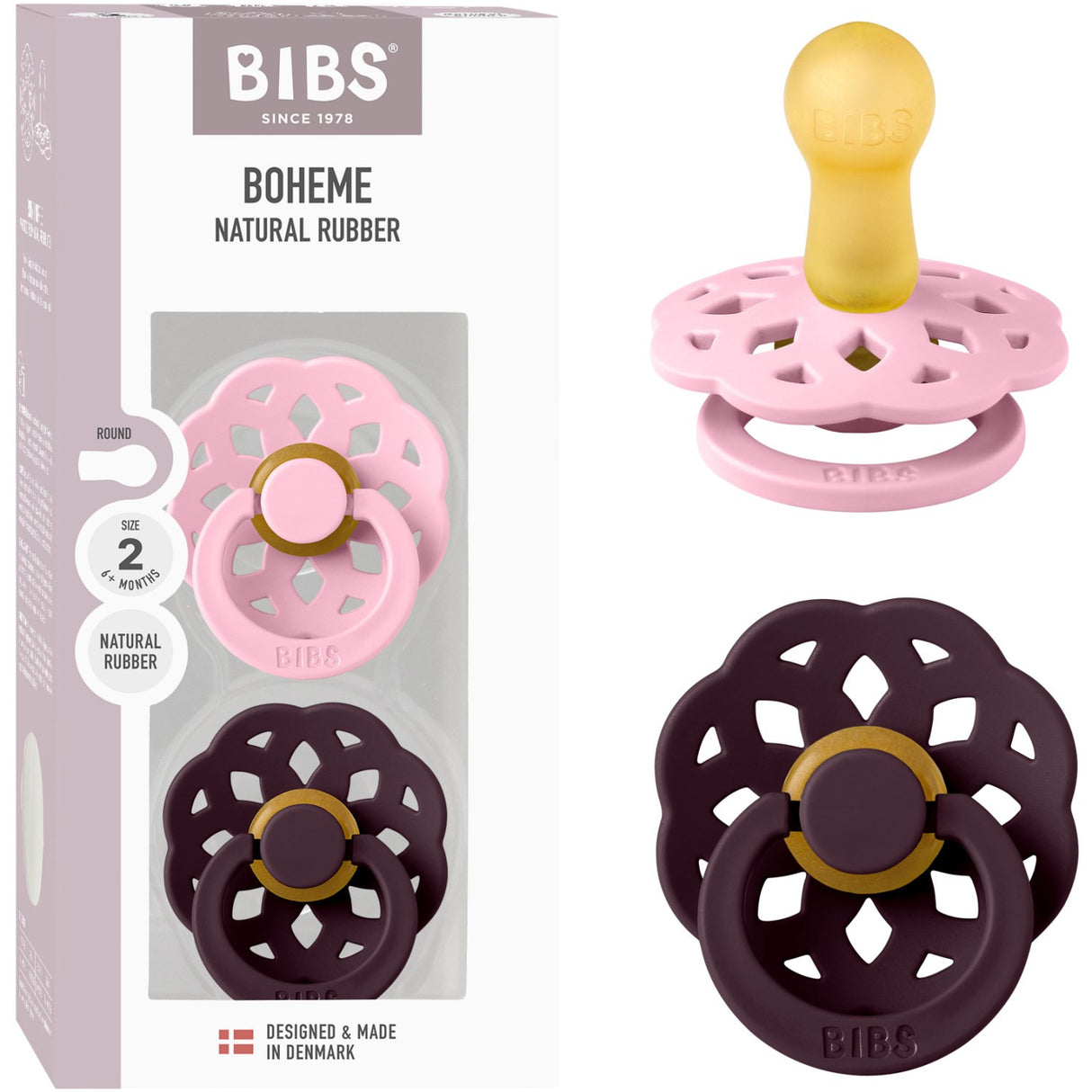 Bibs Pink/Plum Napp Boheme 2-Pack Latex