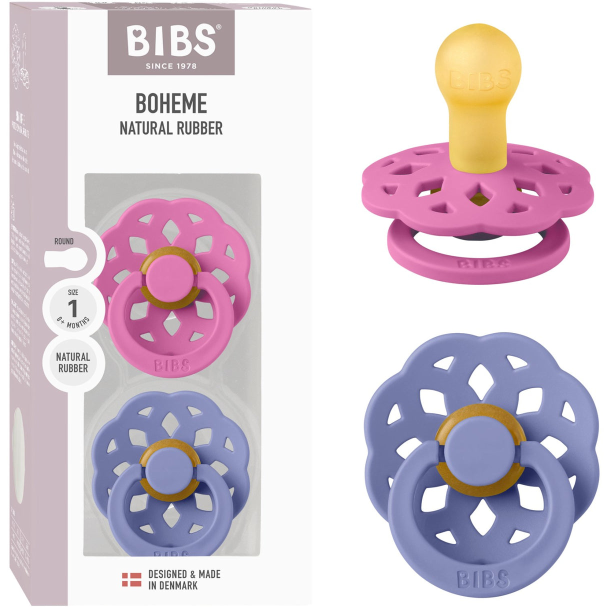 Bibs Bubblegum/Peri Napp Boheme 2-Pack Latex