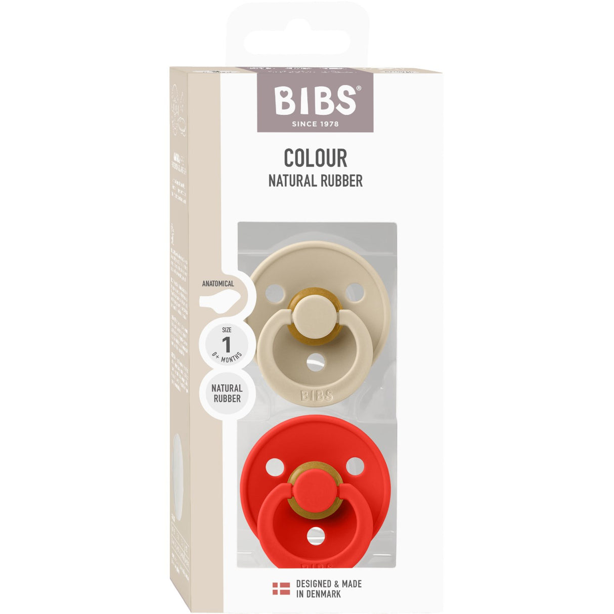 Bibs Vanilla/Candy Apple Napp Colour 2-Pack Anatomical Latex