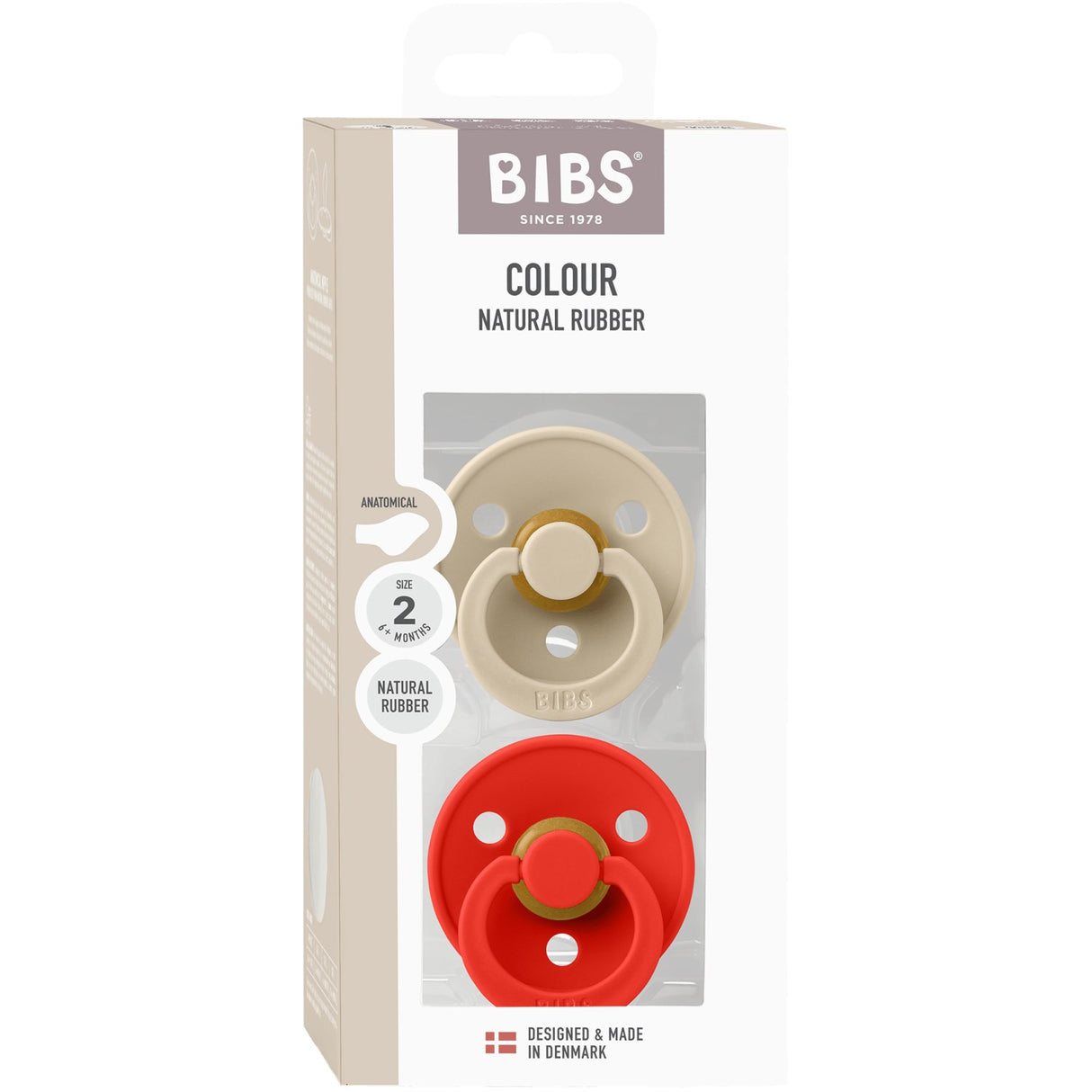 Bibs Vanilla/Candy Apple Napp Colour 2-Pack Anatomical Latex