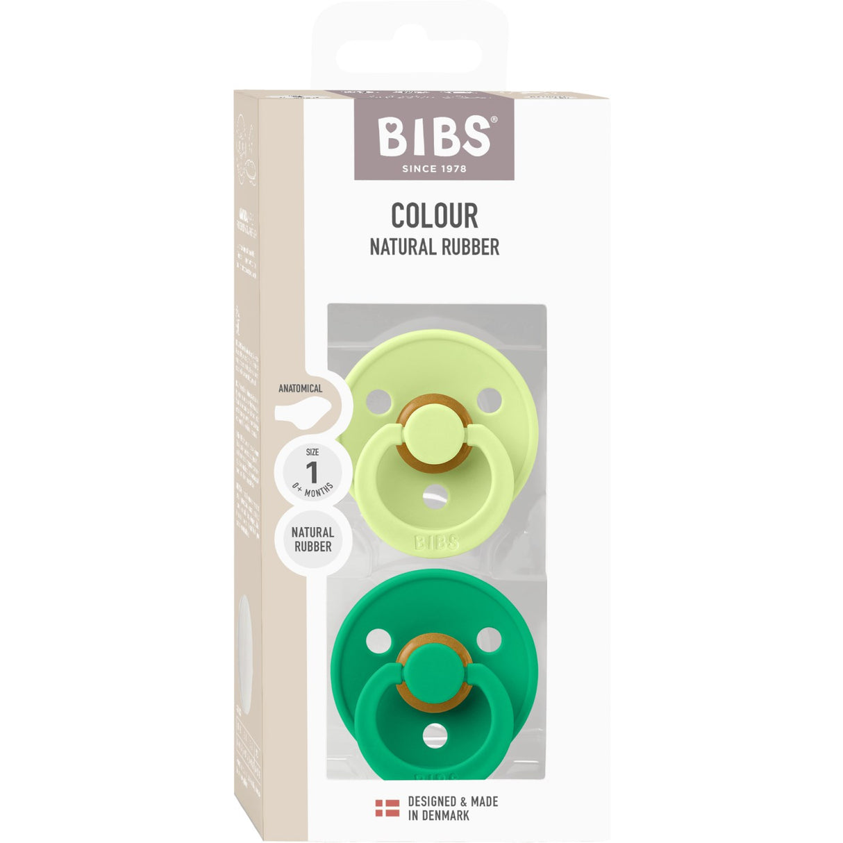 Bibs Matcha/Cactus Napp Colour 2-Pack Anatomical Latex