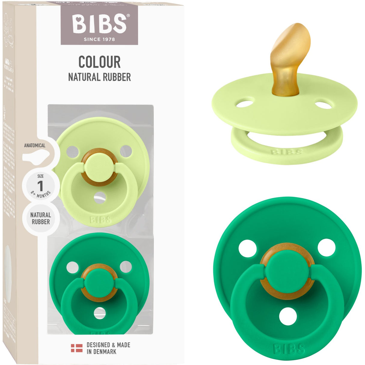 Bibs Matcha/Cactus Napp Colour 2-Pack Anatomical Latex