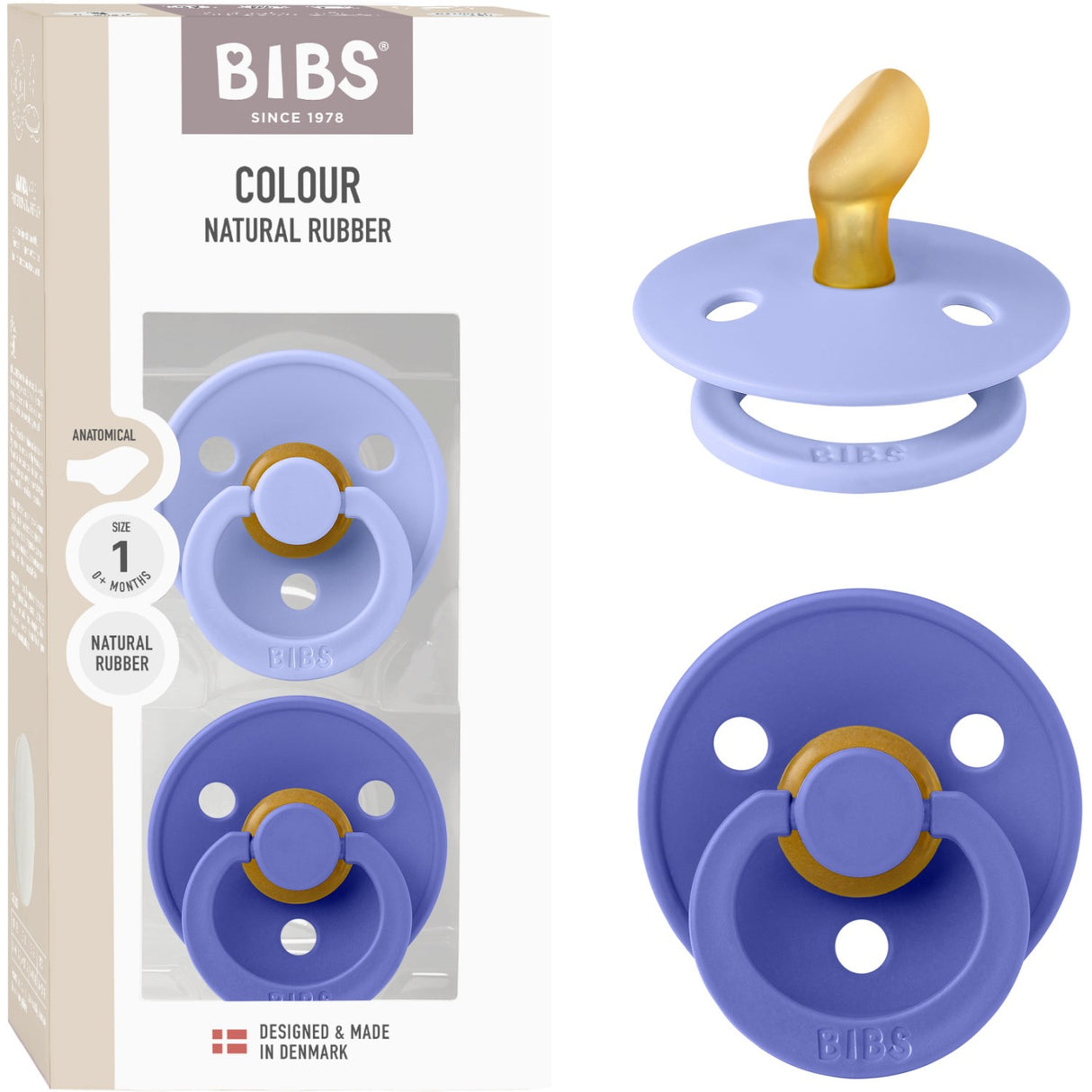 Bibs Hush/Grape Napp Colour 2-Pack Anatomical Latex