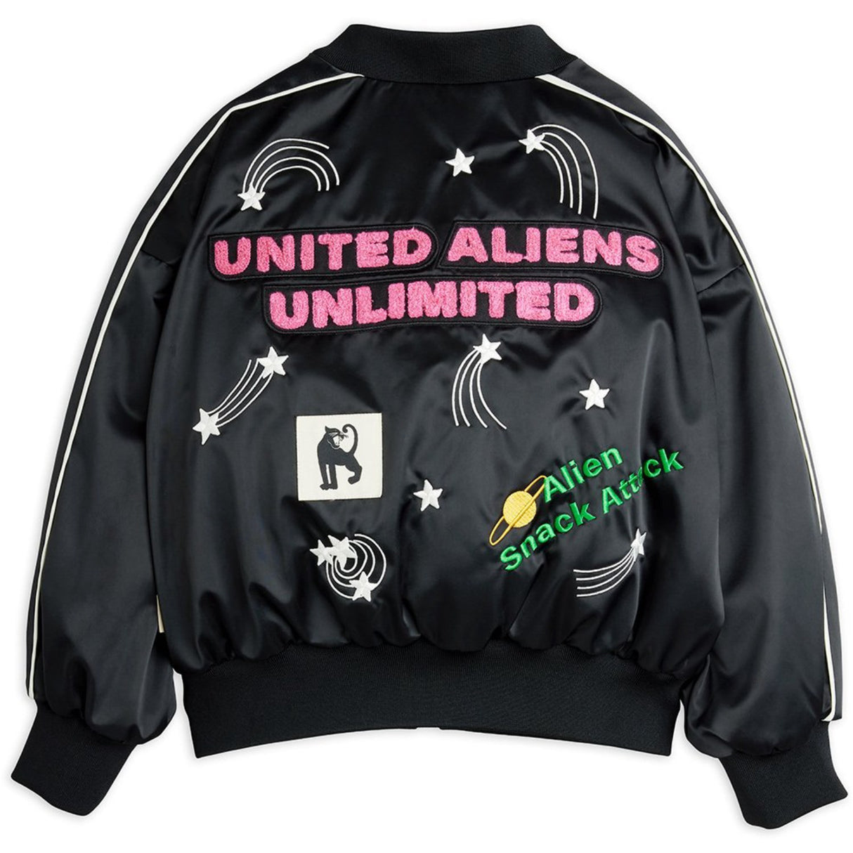 Mini Rodini Black United Aliens Unlimited Satin Baseball Jacka