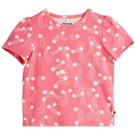 Mini Rodini Pink Starfall AOP Puff Sleeve Ss Topp