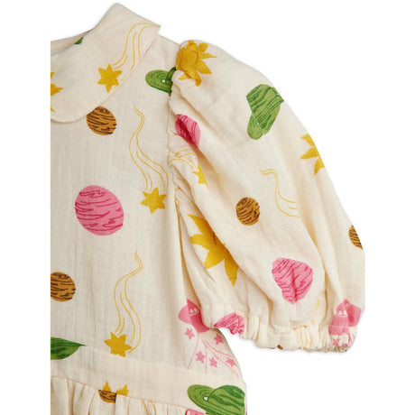 Mini Rodini Off-white Space AOP Muslin Woven Ss Klänning