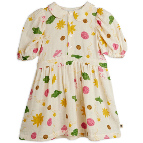 Mini Rodini Off-white Space AOP Muslin Woven Ss Klänning