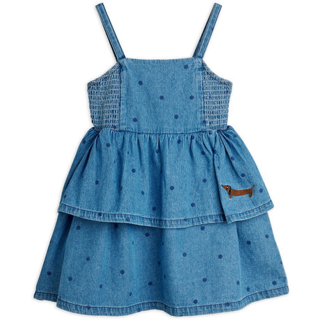 Mini Rodini Blue Lw Denim Dots AOP Rem Klänning