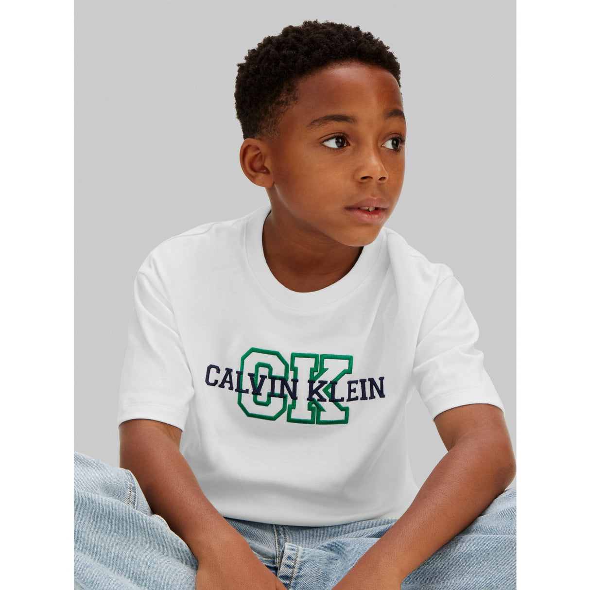 Calvin Klein White Varsity Logo Ss T-Shirt