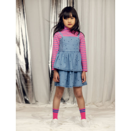 Mini Rodini Blue Lw Denim Dots AOP Rem Klänning