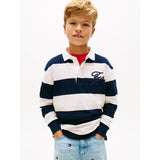 Tommy Hilfiger Dark Night Navy Stripe Th Script Graphic Rugby Pikétröja Ls