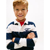 Tommy Hilfiger Dark Night Navy Stripe Th Script Graphic Rugby Pikétröja Ls