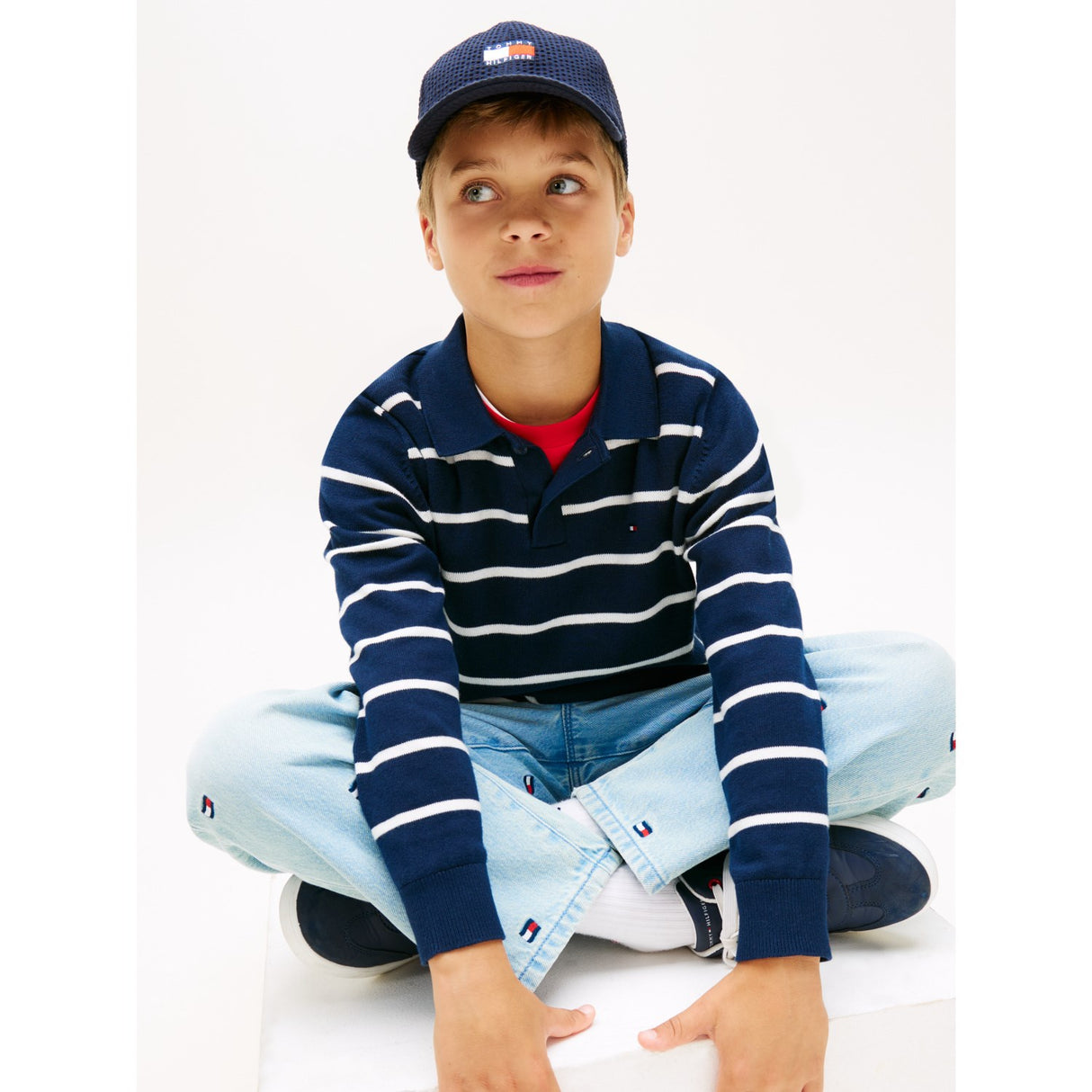 Tommy Hilfiger Dark Night Navy Stripe Pikétröja Krage Sweater Ls