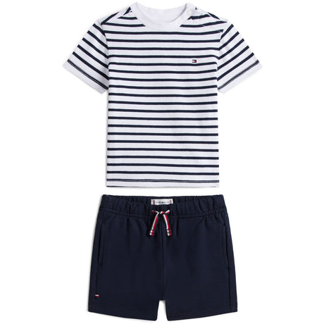 Tommy Hilfiger Dark Night Navy Essential Stripe Tee + Kort Sett