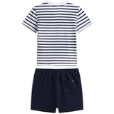 Tommy Hilfiger Dark Night Navy Essential Stripe Tee + Kort Sett